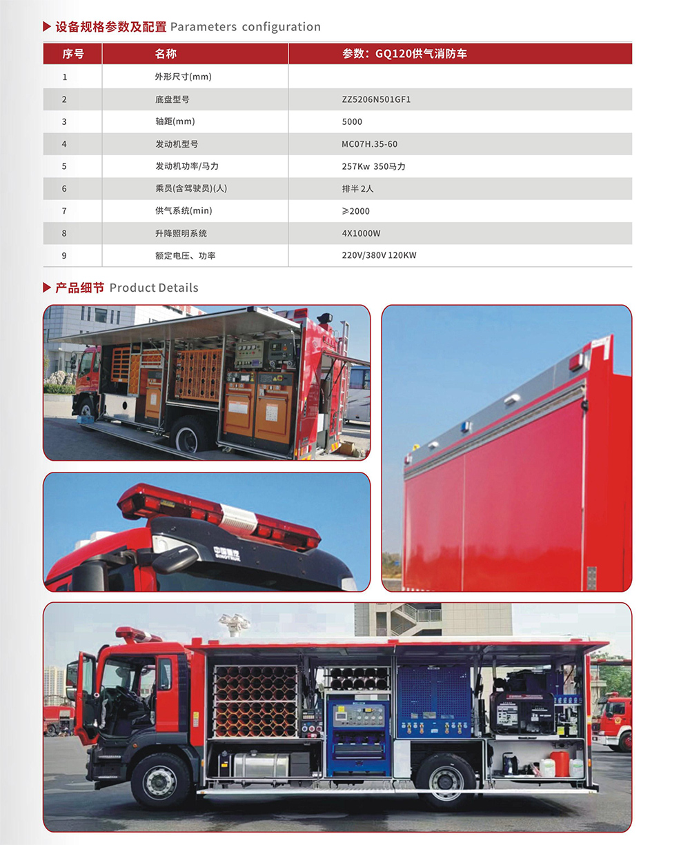 汕德卡GQ120供气消防车